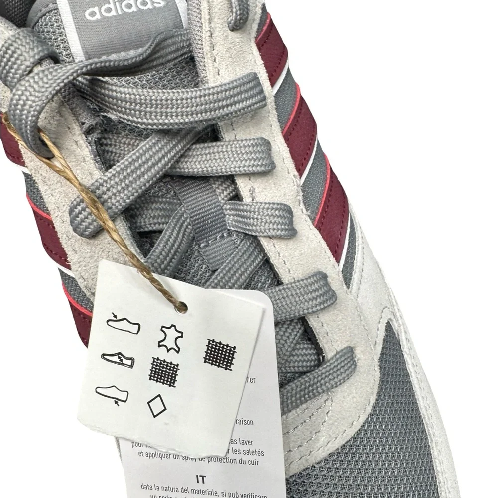 Adidas Run 80s Mens Size 12 Gray Red Stripes Retro Sneakers BNWT Casual Heat